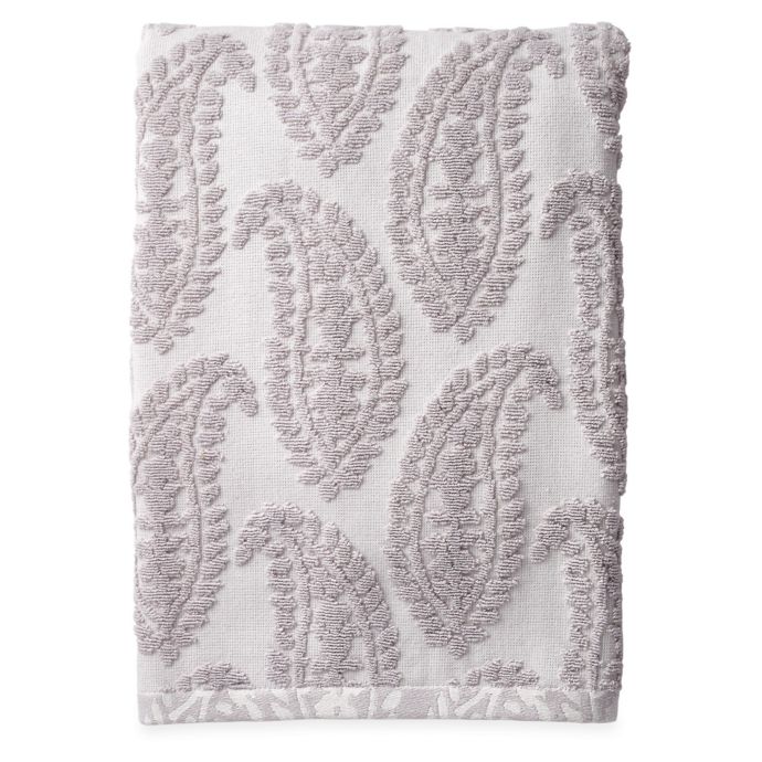 Textured Paisley Bath Towel in Grey | Bed Bath & Beyond