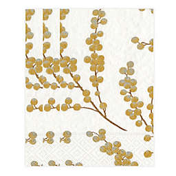 Caspari Berry Branches 15-Count 3-Ply Paper Guest Towels in White/Gold