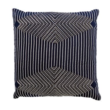 Embroidered and Beaded Square Throw Pillow in Indigo. View a larger version of this product image.