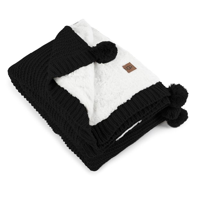 UGG® Cameron Reversible Faux Fur Throw Blanket in Black | Bed Bath & Beyond