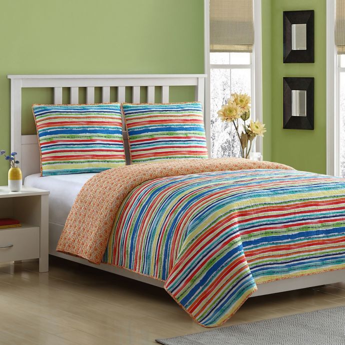 Fiesta® Antigua Stripe Reversible Quilt Set Bed Bath & Beyond