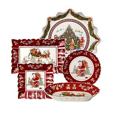 Villeroy &amp; Boch Toy&#39;s Fantasy Santa on Rooftop Large Bowl in Red. View a larger version of this product image.