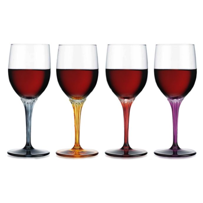 Home Essentials & Beyond Colored Stem Wine Glasses (Set of 4) | Bed