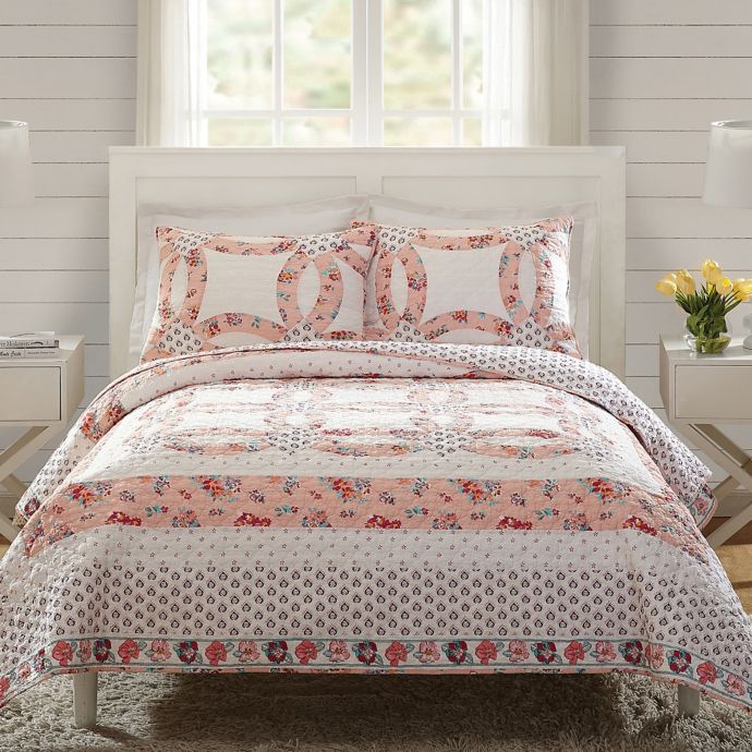 Vera Bradley Tossed Posies 3 Piece Reversible Quilt Set Bed