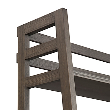 Simpli Home Acadian Solid Wood Ladder Shelf Bookcase in Farmhouse Grey. View a larger version of this product image.