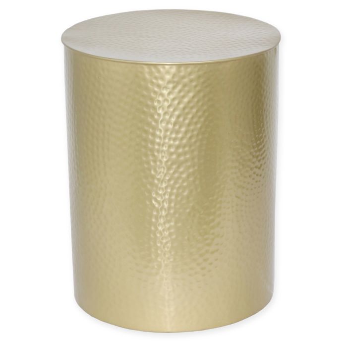 O O By Olivia Oliver Hammered Drum Side Table In Gold Bed Bath Beyond