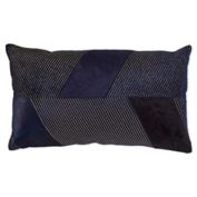 Velvet and Hide Lumbar Throw Pillow in Indigo