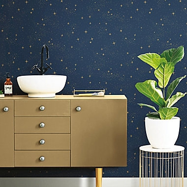 Roommates Upon A Star Peel &amp; Stick Wallpaper in Navy. View a larger version of this product image.