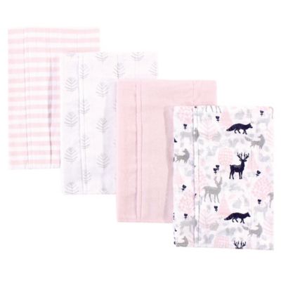 Hudson Baby&reg; 4-Pack Woodland Burp Cloth Set in Pink