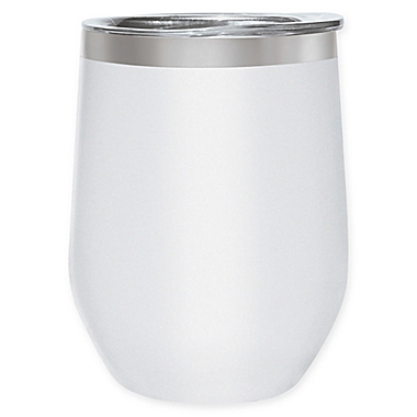 Oggi&trade; Cheers&trade; Stainless Steel Wine Tumbler with Clear Lid in White. View a larger version of this product image.