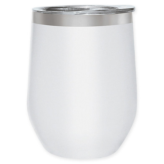Alternate image 1 for Oggi™ Cheers™ Stainless Steel Wine Tumbler with Clear Lid in White