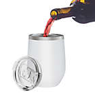 Alternate image 2 for Oggi&trade; Cheers&trade; Stainless Steel Wine Tumbler with Clear Lid in White