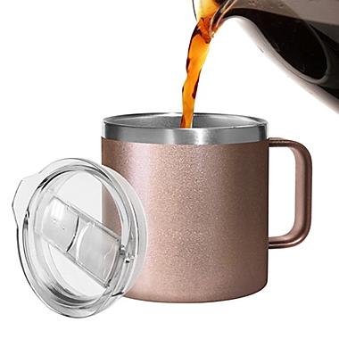 Oggi&trade; Stainless Steel Mug with Lid in Rose Gold. View a larger version of this product image.