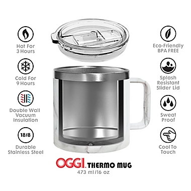 Oggi&trade; Stainless Steel Mug with Lid in Black. View a larger version of this product image.