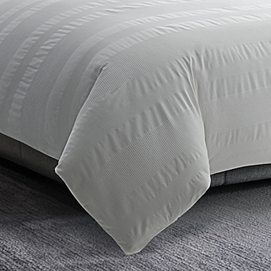 Vera Wang&reg; Waffle Stripe King Duvet Cover Set in White. View a larger version of this product image.