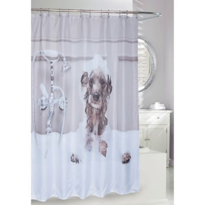 Dog Bath Shower Curtain White - Moda at Home