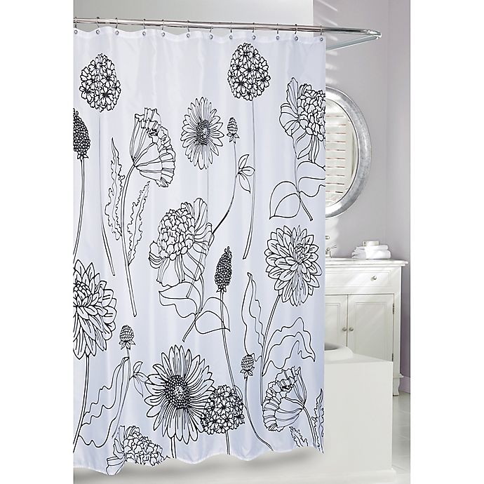 Moda Sketchbook Fl Shower Curtain, Black And White Flower Shower Curtain