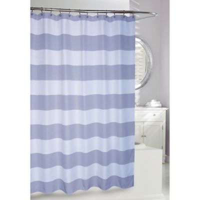 Striped Waffle Shower Curtain in Navy/White