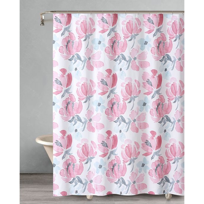 Soft Water Color Floral Shower Curtain in Pink | Bed Bath & Beyond