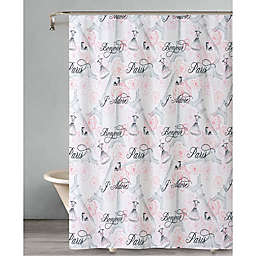 Bonjour Shower Curtain in Pink