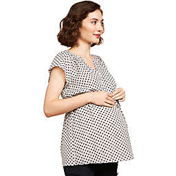 Motherhood Maternity® Flutter Sleeve Pleated Neck Maternity Top