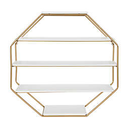 Kate And Laurel® Lintz Floating Decorative Octagon Shelving in White/Gold