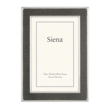 Siena&trade; 4-Inch x 6-Inch Faux Lizard Leather Narrow Picture Frame in Grey. View a larger version of this product image.