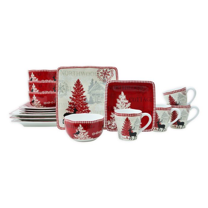 222 Fifth Northwood Cottage 16 Piece Dinnerware Set Bed Bath