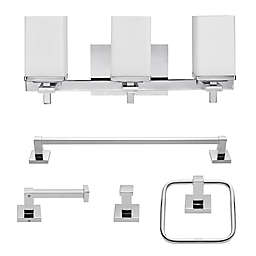 Globe Electric Finn 5-Piece All-In-One Bath Ensemble in Chrome with 3-Light Vanity Light