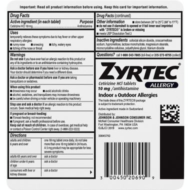 Zyrtec&reg; 90-Count 10 mg 24 Hour Allergy Relief Tablets. View a larger version of this product image.