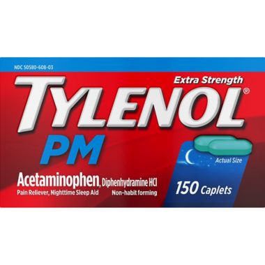 Tylenol&reg; PM Extra Strength 150-Count Pain Reliever &amp; Sleep Aid Caplets. View a larger version of this product image.