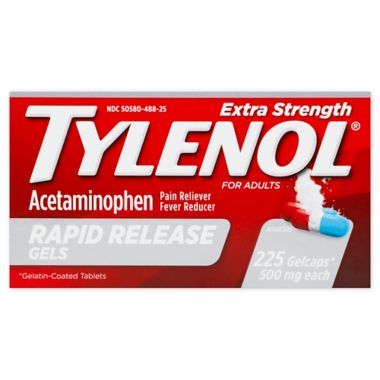 Tylenol&reg; Acetaminophen 225-Count 500 mg Extra Strength Rapid Release Gelcaps. View a larger version of this product image.