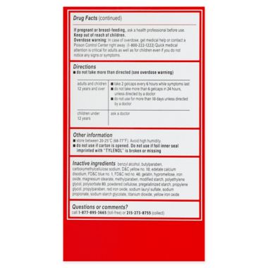 Tylenol&reg; Acetaminophen 225-Count 500 mg Extra Strength Rapid Release Gelcaps. View a larger version of this product image.