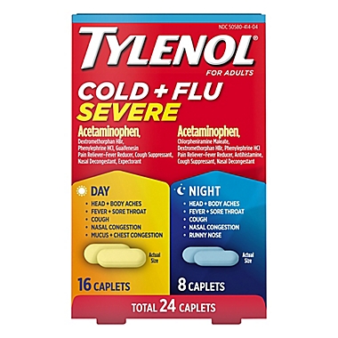 Tylenol&reg; 24-Count Cold and Flu Day/Night Caplets. View a larger version of this product image.