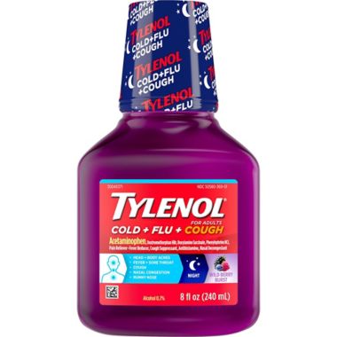 Tylenol&reg; 8 oz. Adult Cold Flu Cough Syrup in Night Berry. View a larger version of this product image.
