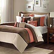 Madison Park Palisades 7-Piece Queen Reversible Comforter Set in Coral/Natural