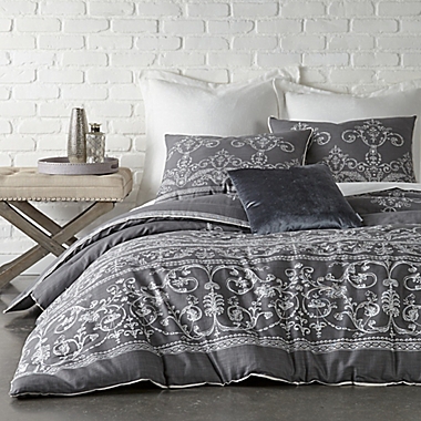 Levtex Home Belvedere 3-Piece Full/Queen Duvet Cover Set in Charcoal. View a larger version of this product image.