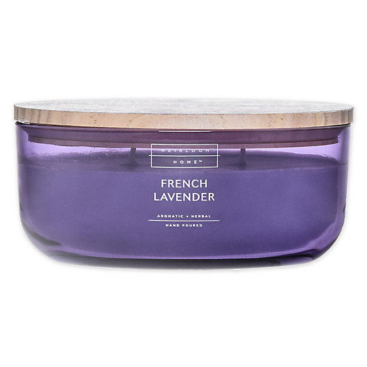 Alternate image 1 for Heirloom Home™ French Lavender 18 oz. Dish Candle with Wood Lid