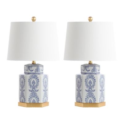 blue and white table lamps