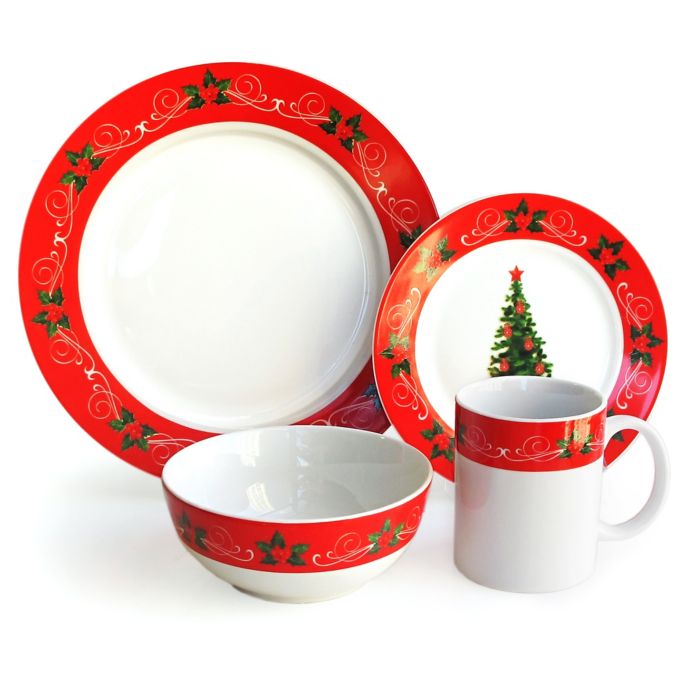 American Atelier Classic Christmas 16-Piece Dinnerware Set ...