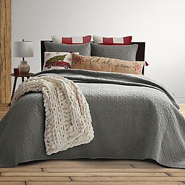Bee &amp; Willow&trade; Velvet Twin Quilt Set in Neutral Grey. View a larger version of this product image.