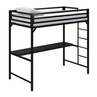 EveryRoom Mason Twin Loft Bed with Desk in Black