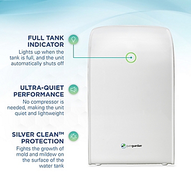 PureGuardian&reg; 42 oz. Small Space Dehumidifier in White. View a larger version of this product image.