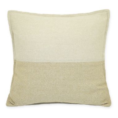 Steinbeck Herringbone Square Throw Pillow in White. View a larger version of this product image.