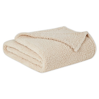 Brooklyn Loom Marshmallow Sherpa Full/Queen Throw Blanket in Ivory. View a larger version of this product image.