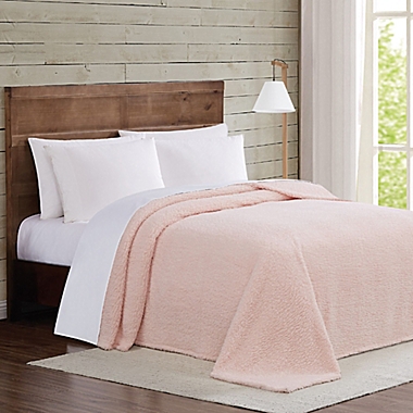 Brooklyn Loom Marshmallow Sherpa King Throw Blanket in Blush. View a larger version of this product image.
