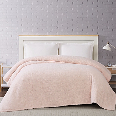 Brooklyn Loom Marshmallow Sherpa King Throw Blanket in Blush. View a larger version of this product image.
