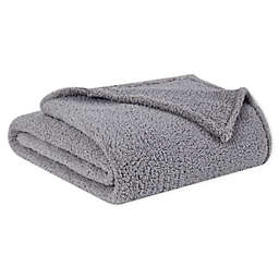 Brooklyn Loom Marshmallow Sherpa King Throw Blanket in Grey