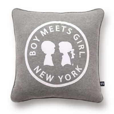 BOY MEETS GIRL&reg; Logo Square Throw Pillow in Grey