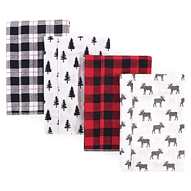 Hudson Baby&reg; 4-Pack Moose Flannel Burp Cloths. View a larger version of this product image.